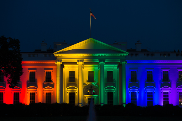 The White House, adorned with rainbow lighting to celebrate the U.S. Supreme Court ruling on June 26, 2015 to legalize same-sex marriage in all 50 states. Truly it is a sad day for Christians in America!